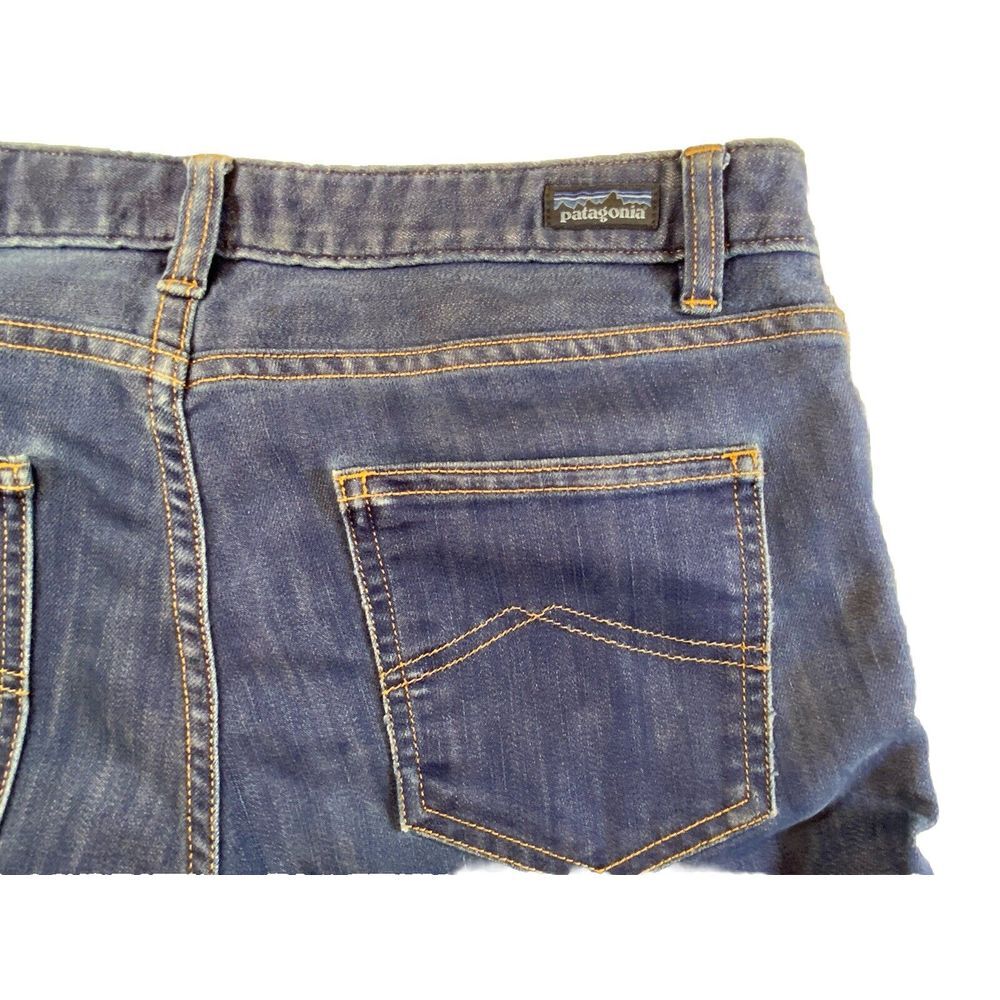 Patagonia Women's Jeans Sz 2 26"Dark Wash Straigh leg capri Stretch Raw Hem